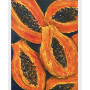 Juicy Papaya Fruits — Original Oil Painting